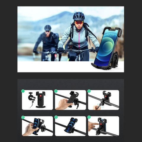 Uchwyt na telefon na rower motocykl kierownicę uniwersalny czarny Uchwyt na telefon na rower motocykl kierownicę uniwersalny czarny