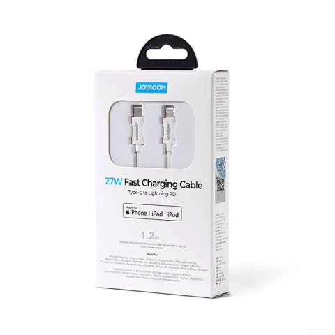 Kabel przewód do telefonów iPhone MFi USB-C - Lightning 27W PD 1.2m biały Kabel przewód do telefonów iPhone MFi USB-C - Lightning 27W PD 1.2m biały