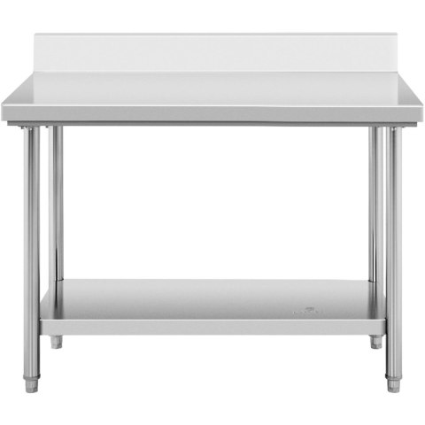 Stół blat roboczy stalowy nierdzewny przyścienny z rantem i półką 120x70cm Stół blat roboczy stalowy nierdzewny przyścienny z rantem i półką 120x70cm