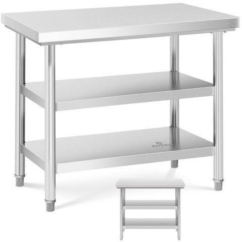 Stół blat roboczy stalowy nierdzewny z 2 półkami 100x70cm Stół blat roboczy stalowy nierdzewny z 2 półkami 100x70cm