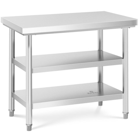 Stół blat roboczy stalowy nierdzewny z 2 półkami 100x70cm Stół blat roboczy stalowy nierdzewny z 2 półkami 100x70cm