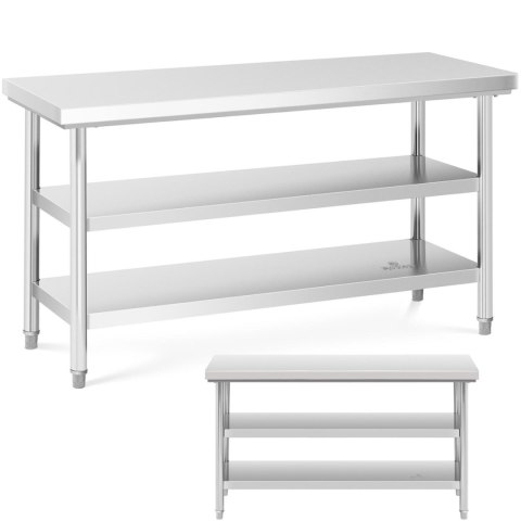 Stół blat roboczy stalowy nierdzewny z 2 półkami 150x60cm Stół blat roboczy stalowy nierdzewny z 2 półkami 150x60cm