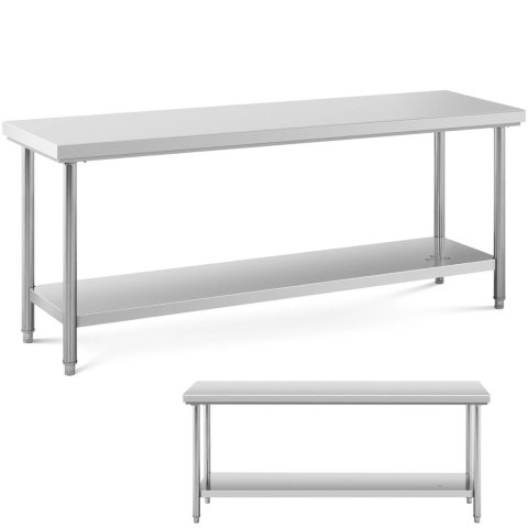 Stół blat roboczy stalowy nierdzewny z półką 200x60cm Stół blat roboczy stalowy nierdzewny z półką 200x60cm