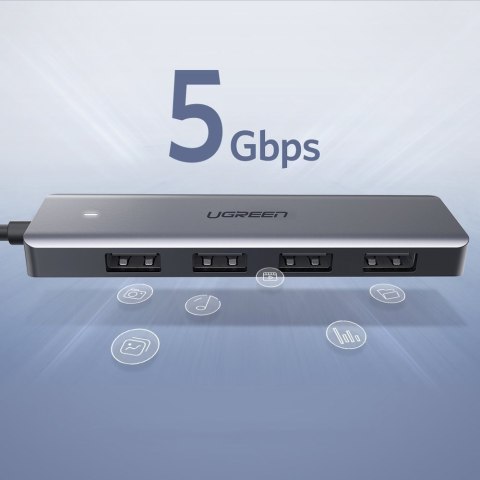 HUB Rozdzielacz USB-C - 4x USB 3.2 z portem zasilania USB-C szary HUB Rozdzielacz USB-C - 4x USB 3.2 z portem zasilania USB-C szary