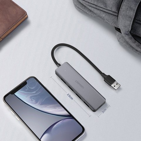 HUB Rozdzielacz portów USB - 4x USB 3.2 z portem zasilania micro USB szary HUB Rozdzielacz portów USB - 4x USB 3.2 z portem zasilania micro USB szary