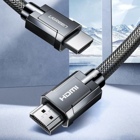 Kabel przewód HDMI 2.1 8K 4K 3D 48Gbps HDR VRR QMS ALLM eARC QFT 2m szary Kabel przewód HDMI 2.1 8K 4K 3D 48Gbps HDR VRR QMS ALLM eARC QFT 2m szary