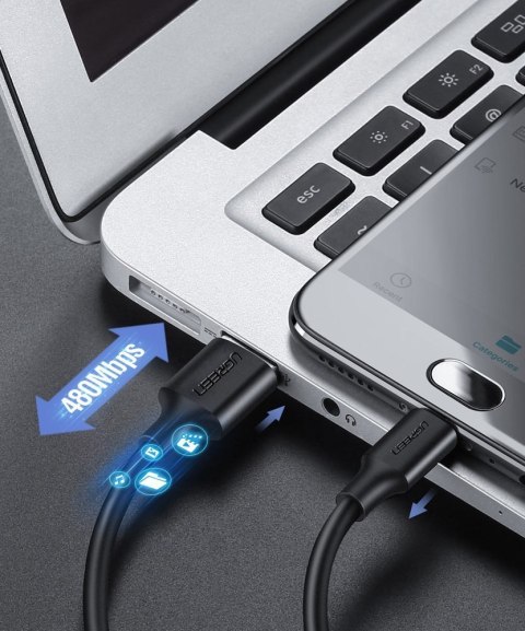 Kabel przewód USB - micro USB 2.4A 480Mbps 1.5m czarny Kabel przewód USB - micro USB 2.4A 480Mbps 1.5m czarny