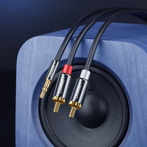 Kabel przewód audio 3.5mm mini jack - 2RCA 2m czarny Kabel przewód audio 3.5mm mini jack - 2RCA 2m czarny