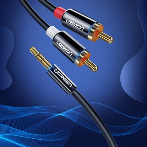 Kabel przewód audio 3.5mm mini jack - 2RCA 3m czarny Kabel przewód audio 3.5mm mini jack - 2RCA 3m czarny