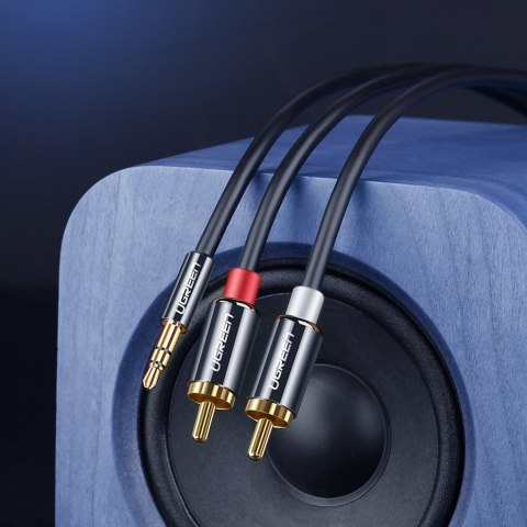 Kabel przewód audio 3.5mm mini jack - 2RCA 3m czarny Kabel przewód audio 3.5mm mini jack - 2RCA 3m czarny
