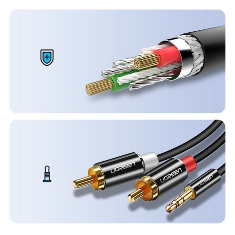 Kabel przewód audio 3.5mm mini jack - 2RCA 3m czarny Kabel przewód audio 3.5mm mini jack - 2RCA 3m czarny