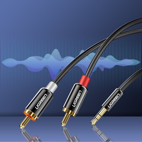 Kabel przewód audio 3.5mm mini jack - 2RCA 3m czarny Kabel przewód audio 3.5mm mini jack - 2RCA 3m czarny