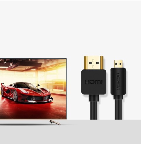 Kabel przewód przejściówka HDMI - micro HDMI 2.0v 4K 60Hz 30AWG 1.5m czarny Kabel przewód przejściówka HDMI - micro HDMI 2.0v 4K 60Hz 30AWG 1.5m czarny