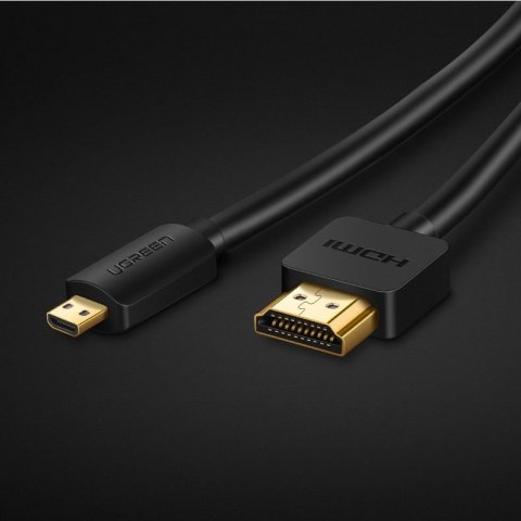 Kabel przewód przejściówka HDMI - micro HDMI 2.0v 4K 60Hz 30AWG 1.5m czarny Kabel przewód przejściówka HDMI - micro HDMI 2.0v 4K 60Hz 30AWG 1.5m czarny