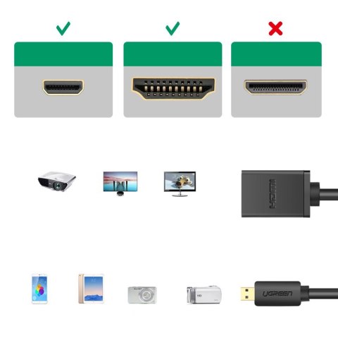 Kabel przewód przejściówka HDMI - micro HDMI 20cm czarny Kabel przewód przejściówka HDMI - micro HDMI 20cm czarny