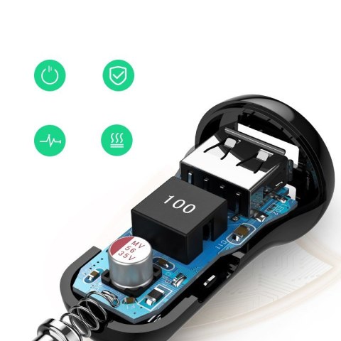 Ładowarka samochodowa 2x USB 24W 4.8A czarny Ładowarka samochodowa 2x USB 24W 4.8A czarny