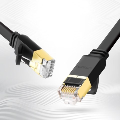 Płaski patchcord kabel przewód sieciowy LAN STP RJ45 Cat 7 10Gbps 10m czarny Płaski patchcord kabel przewód sieciowy LAN STP RJ45 Cat 7 10Gbps 10m czarny
