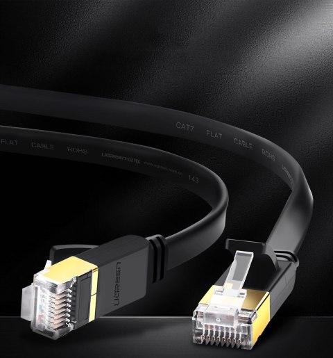 Płaski patchcord kabel przewód sieciowy LAN STP RJ45 Cat 7 10Gbps 3m czarny Płaski patchcord kabel przewód sieciowy LAN STP RJ45 Cat 7 10Gbps 3m czarny