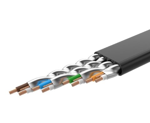 Płaski patchcord kabel przewód sieciowy LAN STP RJ45 Cat 7 10Gbps 3m czarny Płaski patchcord kabel przewód sieciowy LAN STP RJ45 Cat 7 10Gbps 3m czarny