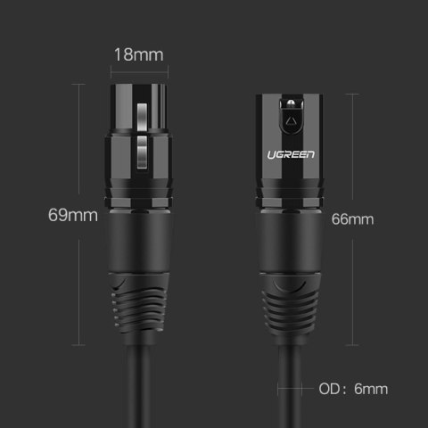 Przedłużacz do kabla przewodu audio do mikrofonu XLR 3m czarny Przedłużacz do kabla przewodu audio do mikrofonu XLR 3m czarny