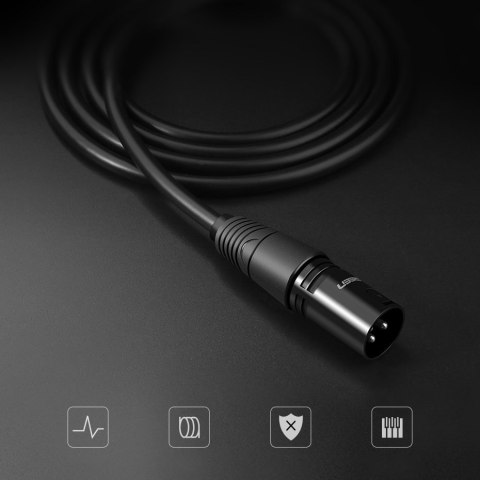 Przedłużacz do kabla przewodu audio do mikrofonu XLR 3m czarny Przedłużacz do kabla przewodu audio do mikrofonu XLR 3m czarny