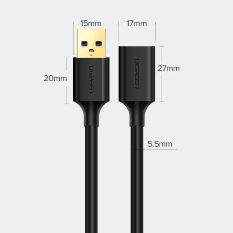 Przedłużacz przejściówka przewodu USB 3.0 2m czarny Przedłużacz przejściówka przewodu USB 3.0 2m czarny