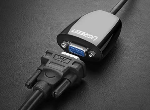Przejściówka adapter przewód z HDMI męski do VGA żeński FHD czarny Przejściówka adapter przewód z HDMI męski do VGA żeński FHD czarny