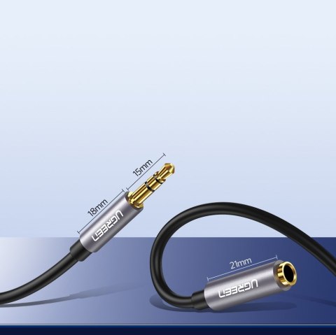 Przewód kabel przedłużacz do słuchawek AUX 3.5mm mini jack 1m srebrny Przewód kabel przedłużacz do słuchawek AUX 3.5mm mini jack 1m srebrny