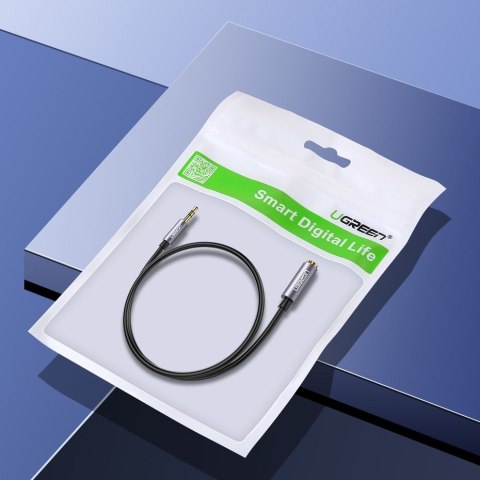 Przewód kabel przedłużacz do słuchawek AUX 3.5mm mini jack 3m srebrny Przewód kabel przedłużacz do słuchawek AUX 3.5mm mini jack 3m srebrny