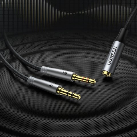 Rozdzielacz kabla AUX 3.5 mm żeński do słuchawek i mikrofonu męski 20cm czarny Rozdzielacz kabla AUX 3.5 mm żeński do słuchawek i mikrofonu męski 20cm czarny