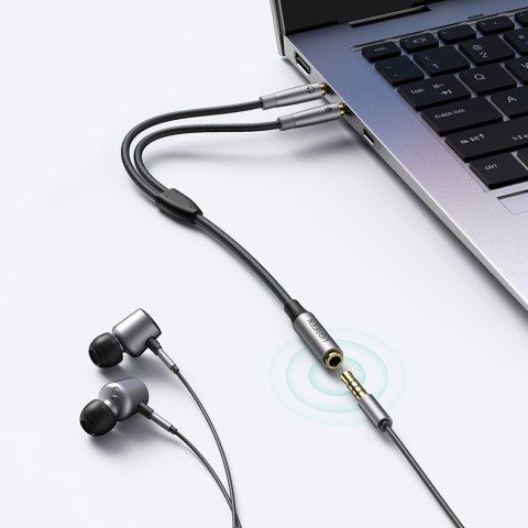 Rozdzielacz kabla AUX 3.5 mm żeński do słuchawek i mikrofonu męski 20cm czarny Rozdzielacz kabla AUX 3.5 mm żeński do słuchawek i mikrofonu męski 20cm czarny
