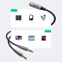 Rozdzielacz kabla AUX 3.5 mm żeński do słuchawek i mikrofonu męski 20cm czarny