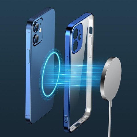 Ultra cienkie przezroczyste etui z metaliczną ramką do iPhone 12 Pro ciemno-niebieski Ultra cienkie przezroczyste etui z metaliczną ramką do iPhone 12 Pro ciemno-niebieski