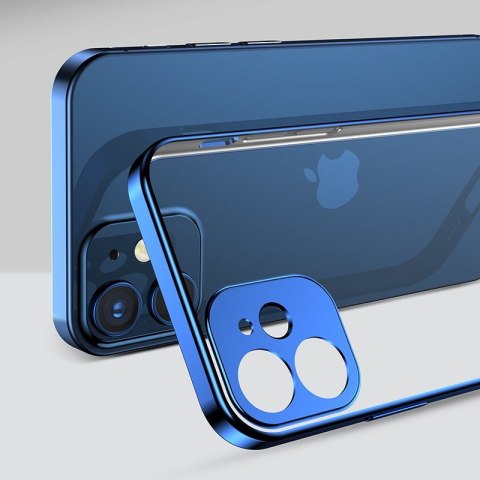 Ultra cienkie przezroczyste etui z metaliczną ramką do iPhone 12 Pro ciemno-niebieski Ultra cienkie przezroczyste etui z metaliczną ramką do iPhone 12 Pro ciemno-niebieski