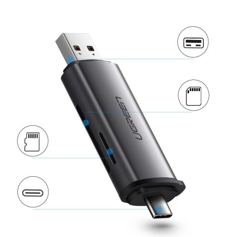 Uniwersalny czytnik kart SD micro SD na USB 3.0 i USB-C 3.0 szary Uniwersalny czytnik kart SD micro SD na USB 3.0 i USB-C 3.0 szary