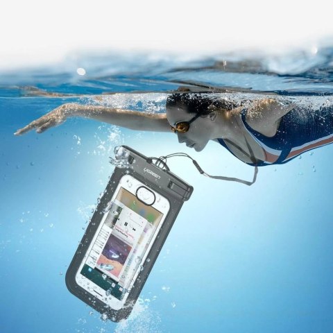 Wodoodporny pokrowiec etui na telefon do 6.0'' na basen nad wodę czarny Wodoodporny pokrowiec etui na telefon do 6.0'' na basen nad wodę czarny