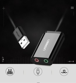 Zewnętrzna karta dźwiękowa muzyczna adapter USB - 3.5mm mini jack kabel 15cm czarny
