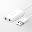 Zewnętrzna karta dźwiękowa muzyczna adapter USB - 3.5mm mini jack kabel 15cm czarny