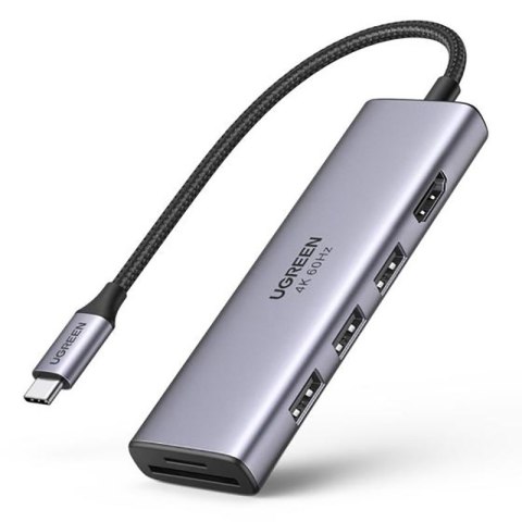 6w1 wielofunkcyjny HUB USB-C - 3x USB HDMI 4K czytnik kart SD i TF szary 6w1 wielofunkcyjny HUB USB-C - 3x USB HDMI 4K czytnik kart SD i TF szary