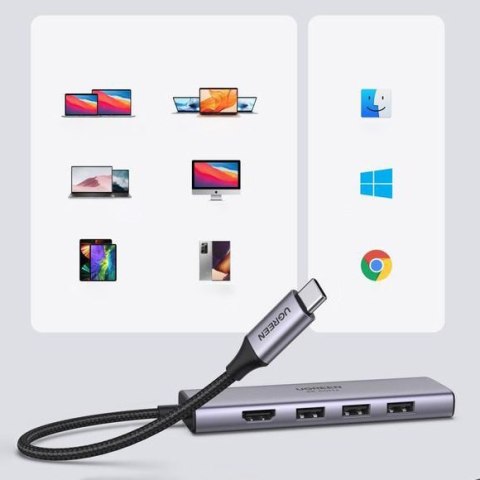 6w1 wielofunkcyjny HUB USB-C - 3x USB HDMI 4K czytnik kart SD i TF szary 6w1 wielofunkcyjny HUB USB-C - 3x USB HDMI 4K czytnik kart SD i TF szary