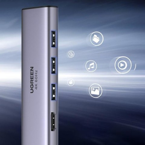 6w1 wielofunkcyjny HUB USB-C - 3x USB HDMI 4K czytnik kart SD i TF szary 6w1 wielofunkcyjny HUB USB-C - 3x USB HDMI 4K czytnik kart SD i TF szary