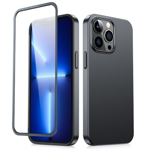 Etui pokrowiec do iPhone 13 Pro Max obudowa na tył i przód + szkło hartowane czarny Etui pokrowiec do iPhone 13 Pro Max obudowa na tył i przód + szkło hartowane czarny