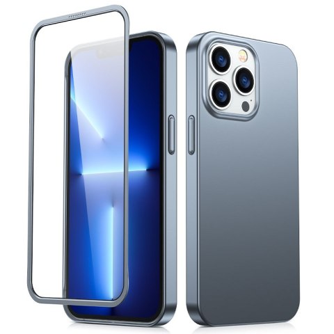 Etui pokrowiec do iPhone 13 Pro Max obudowa na tył i przód + szkło hartowane szary Etui pokrowiec do iPhone 13 Pro Max obudowa na tył i przód + szkło hartowane szary