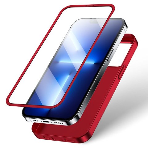 Etui pokrowiec do iPhone 13 Pro obudowa na tył i przód + szkło hartowane czerwony Etui pokrowiec do iPhone 13 Pro obudowa na tył i przód + szkło hartowane czerwony