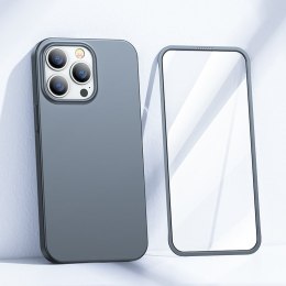 Etui pokrowiec do iPhone 13 Pro obudowa na tył i przód + szkło hartowane szary