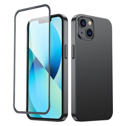 Etui pokrowiec do iPhone 13 obudowa na tył i przód + szkło hartowane czarny Etui pokrowiec do iPhone 13 obudowa na tył i przód + szkło hartowane czarny