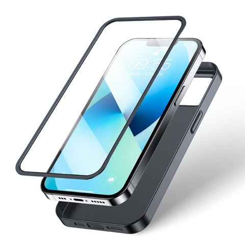 Etui pokrowiec do iPhone 13 obudowa na tył i przód + szkło hartowane czarny Etui pokrowiec do iPhone 13 obudowa na tył i przód + szkło hartowane czarny