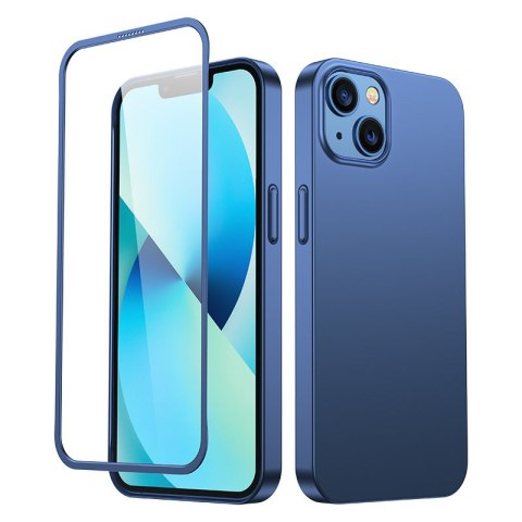 Etui pokrowiec do iPhone 13 obudowa na tył i przód + szkło hartowane niebieski Etui pokrowiec do iPhone 13 obudowa na tył i przód + szkło hartowane niebieski