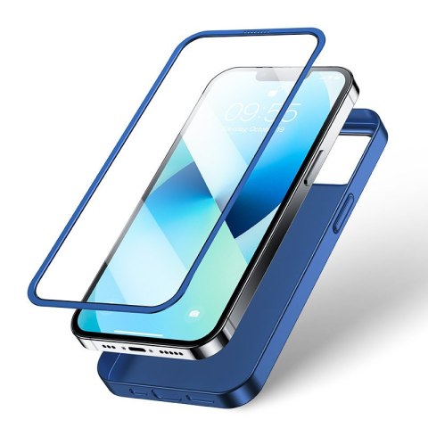 Etui pokrowiec do iPhone 13 obudowa na tył i przód + szkło hartowane niebieski Etui pokrowiec do iPhone 13 obudowa na tył i przód + szkło hartowane niebieski