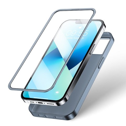 Etui pokrowiec do iPhone 13 obudowa na tył i przód + szkło hartowane szary Etui pokrowiec do iPhone 13 obudowa na tył i przód + szkło hartowane szary